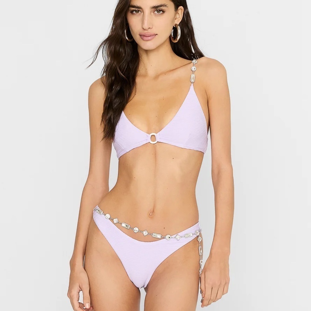 Beach bunny NWT Silas Bralette Top DD & Rose Skimpy Bottom L Lilac & bloom NEW